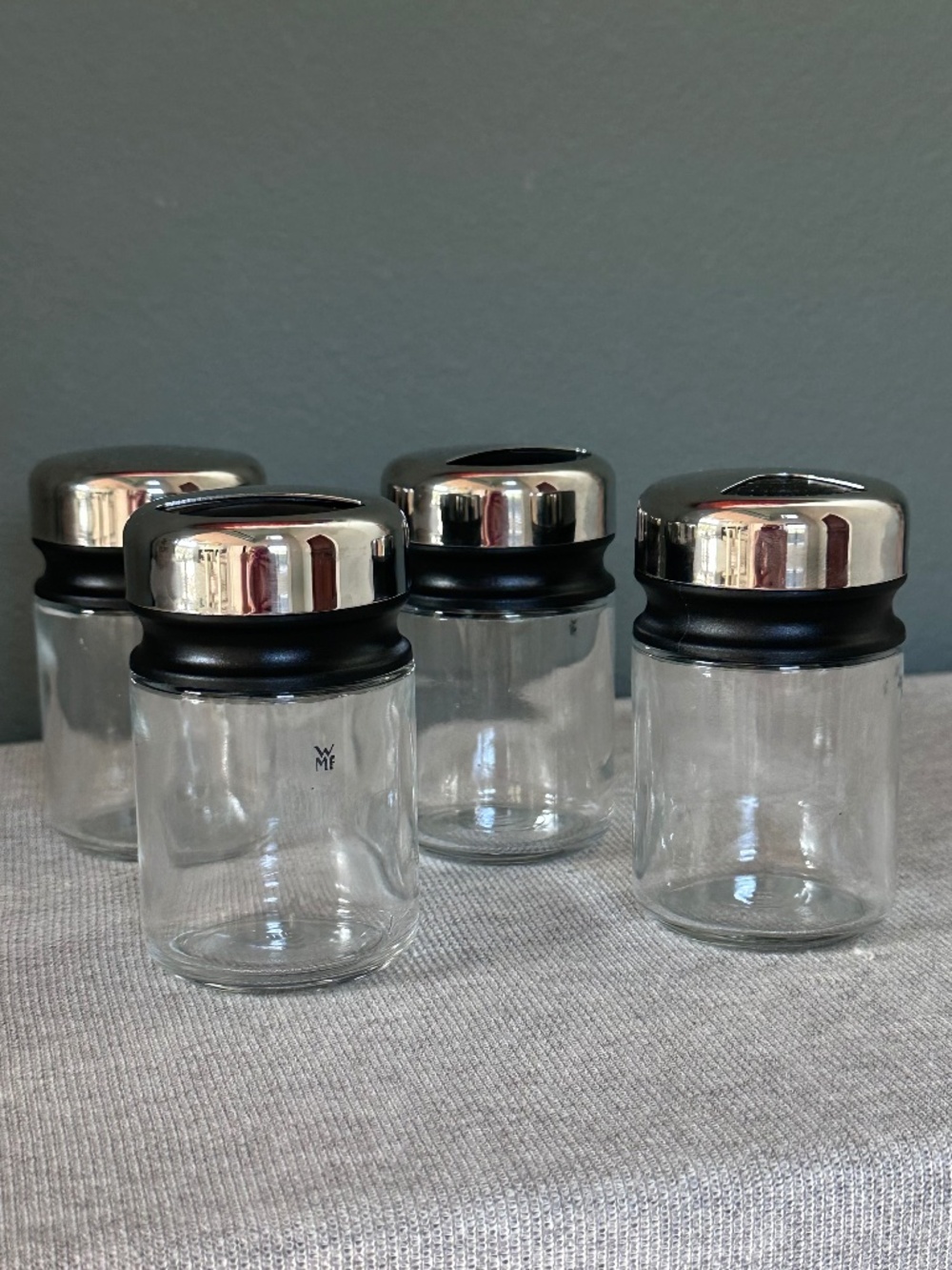 WMF German "De Luxe" Glass Spice & Storage Jar Set - Set of 4